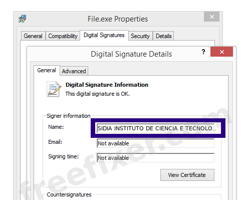 Screenshot of the SIDIA INSTITUTO DE CIENCIA E TECNOLOGIA certificate